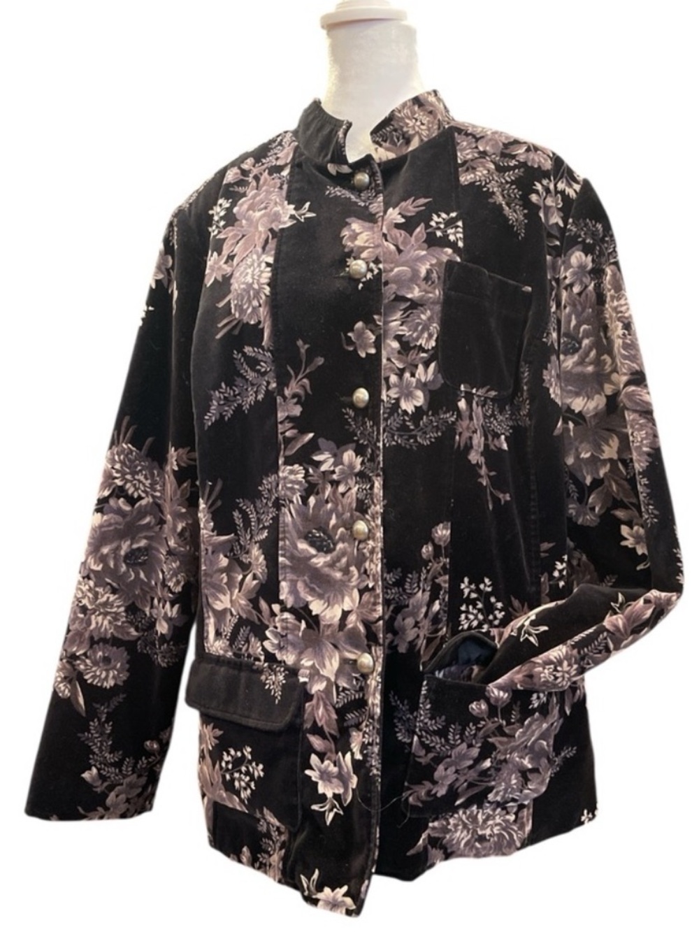 Vintage Floral Velvet Jacket L XL Dark Romantic Whimsygoth Boho - Picture 3 of 7
